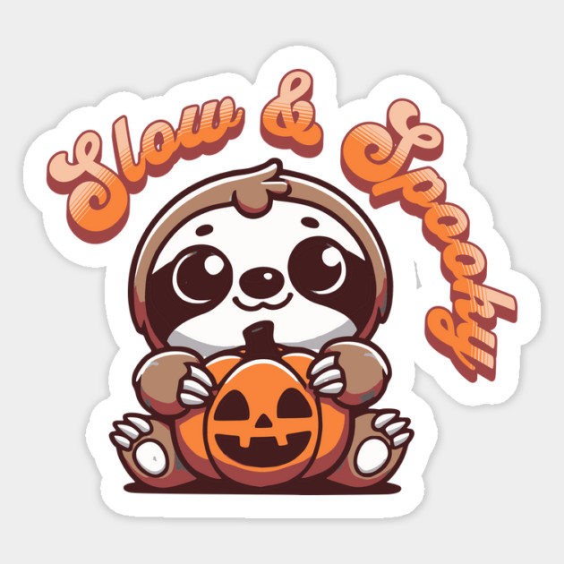 Halloween Sloth Slow and Spooky Cute Sloth Pumpkin Magnet by Yesteeyear