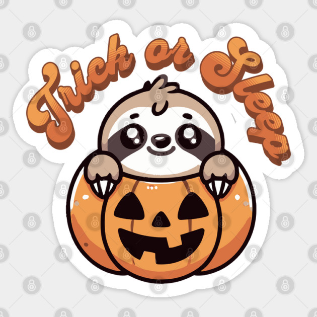 Halloween Sloth Trick or Sleep Cute Sloth Pumpkin Sticker by Yesteeyear