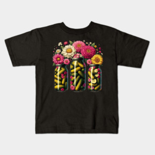 Pickle Jar Pickles And Flowers Kids T-Shirt