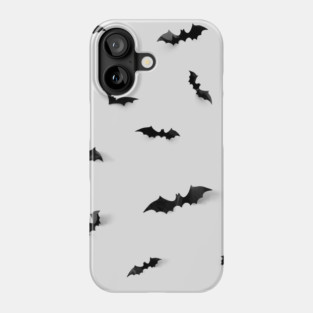Black and White Bats Halloween Print Phone Case