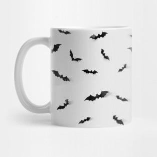 Black and White Bats Halloween Print Mug