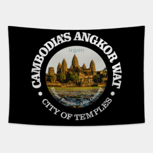 Vintage Angkor Wat Camping Mountain Nature Tapestry