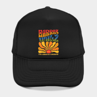 Harris Walz 2024 Boho Groovy Retro Rainbow Kamala Harris 2024 Hat