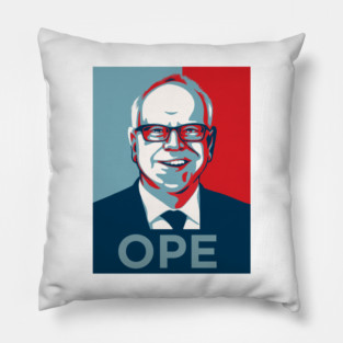 Tim Walz OPE Harris Walz 2024 Political Campaign HAND DRAWN Pillow