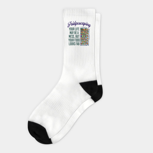 Fridgescaping: Your Life May Be a Mess, snarky funny food design Socks by Luxinda