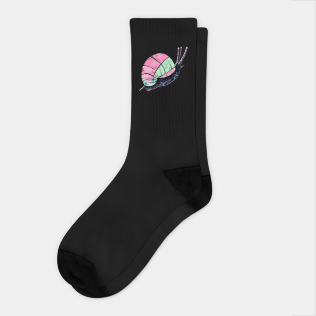 Dreamy Cool Snail - Vector Art Style - Soft Melon Colors Socks by TuncGK