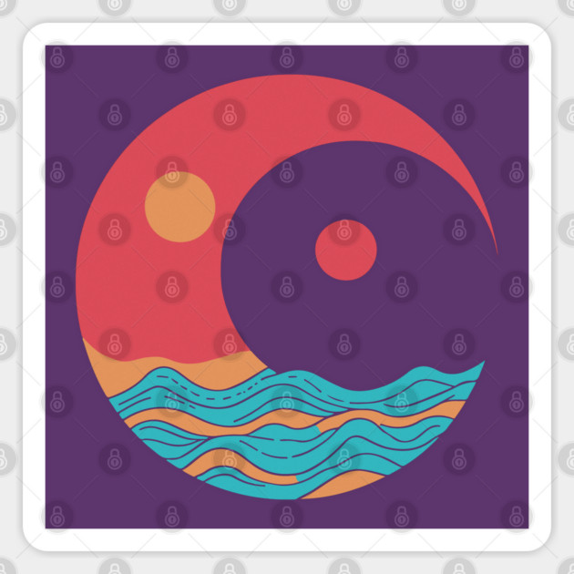 Yin-Yang - Moon Light over the Sea Sticker by TuncGK