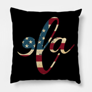 Retro Comma La US Flag Pillow