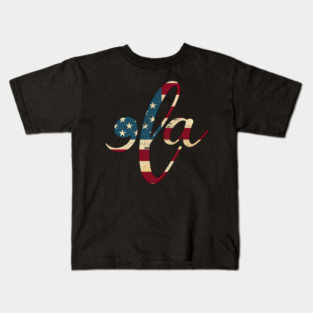 Retro Comma La US Flag Kids T-Shirt