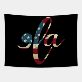 Retro Comma La US Flag Tapestry