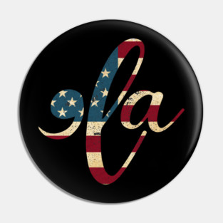 Retro Comma La US Flag Pin