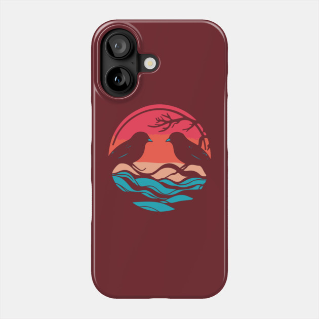 Lover Birds - Sunset Background - Tropical Colors Phone Case by TuncGK
