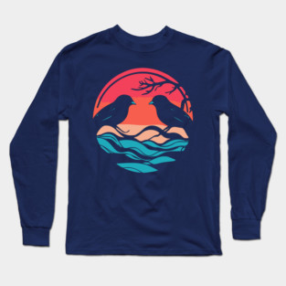 Lover Birds - Sunset Background - Tropical Colors Long Sleeve T-Shirt