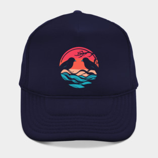Lover Birds - Sunset Background - Tropical Colors Hat