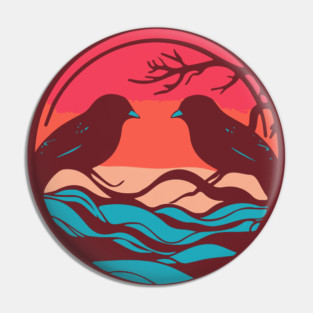 Lover Birds - Sunset Background - Tropical Colors Pin