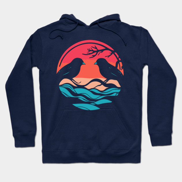 Lover Birds - Sunset Background - Tropical Colors Hoodie by TuncGK