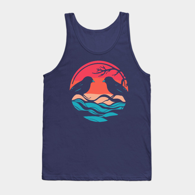 Lover Birds - Sunset Background - Tropical Colors Tank Top by TuncGK