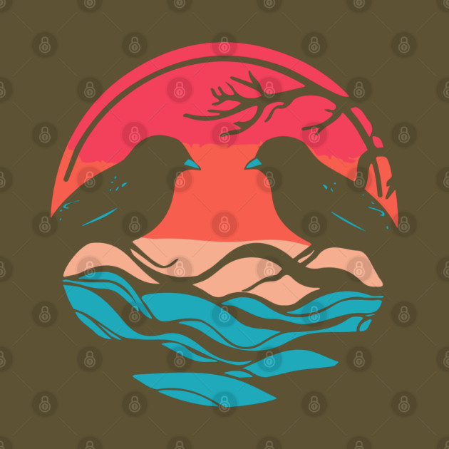 Lover Birds - Sunset Background - Tropical Colors by TuncGK