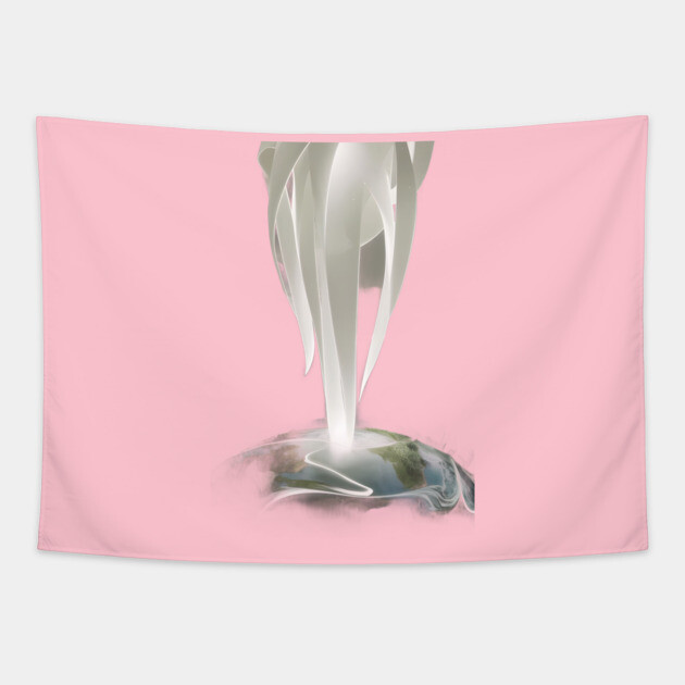 Abstract Design with Swirling white and Translucent Forms Emanating From a Central Point Tapestry by animegirlnft