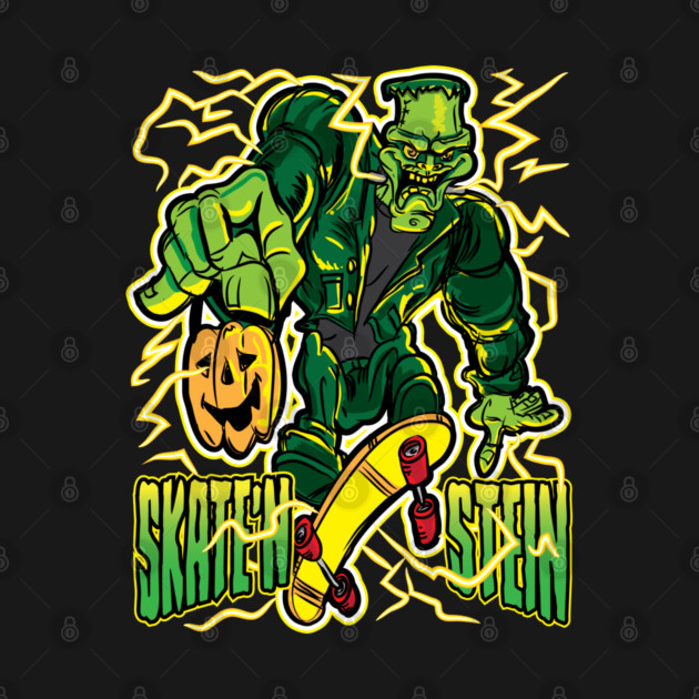 Skate'n Stein Frankenstein's Monster Skateboarding by eShirtLabs