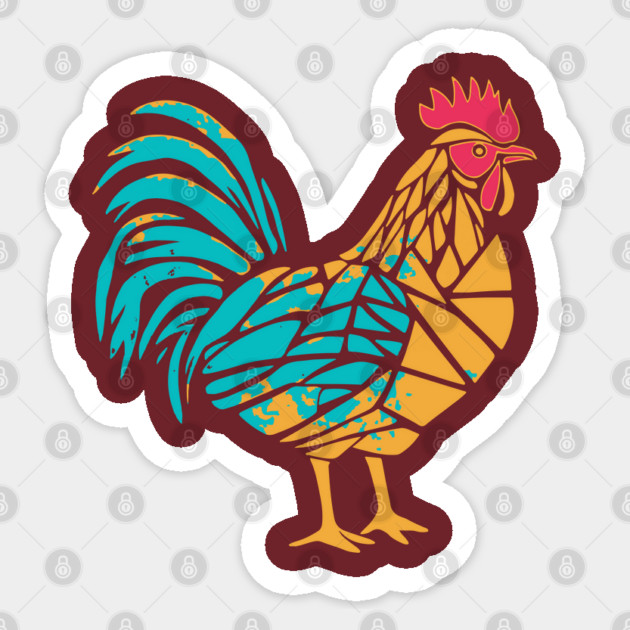 Meet my Rooster! - Cocktail Colors - Minimalist & Geometric Sticker by TuncGK