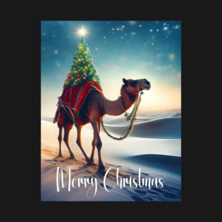 Retro Vintage Christmas Camel with Tree T-Shirt