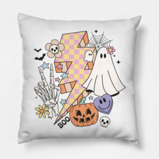 boo halloween with ghost Pillow