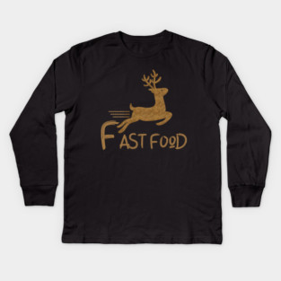 Fast Food Funny Deer Kids Long Sleeve T-Shirt