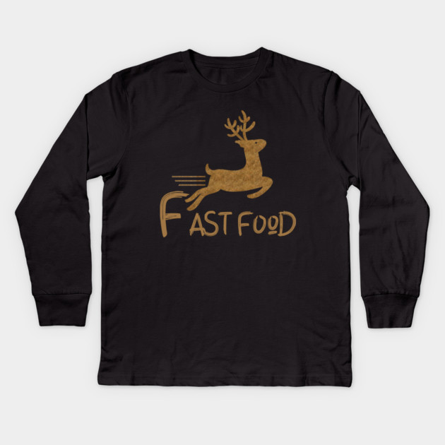Fast Food Funny Deer Kids Long Sleeve T-Shirt by Db Printed
