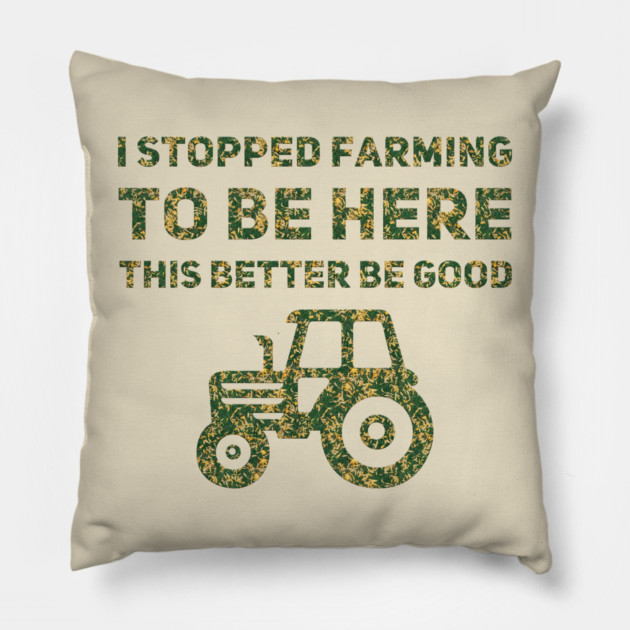I Stopped Farming To Be Here This Better Be Good Pillow by Db Printed