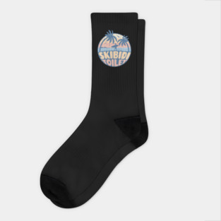 Skibidi Toilet vintage sunset surfing Socks