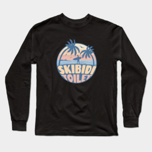 Skibidi Toilet vintage sunset surfing Long Sleeve T-Shirt