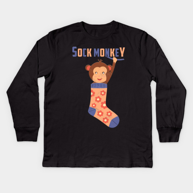 Sock Monkey Kids Long Sleeve T-Shirt by Db Printed