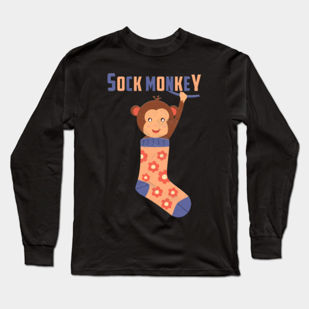 Sock Monkey Long Sleeve T-Shirt by Db Printed