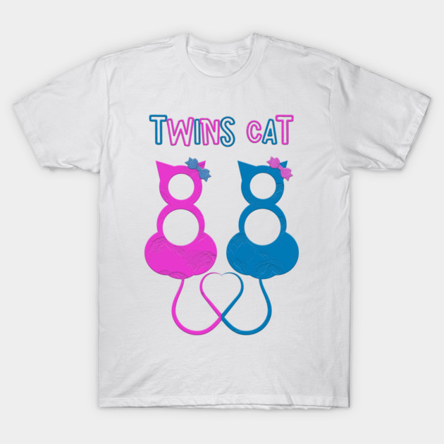 Twins Cat T-Shirt by Db Printed