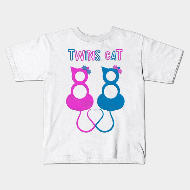 Twins Cat Kids T-Shirt by Db Printed