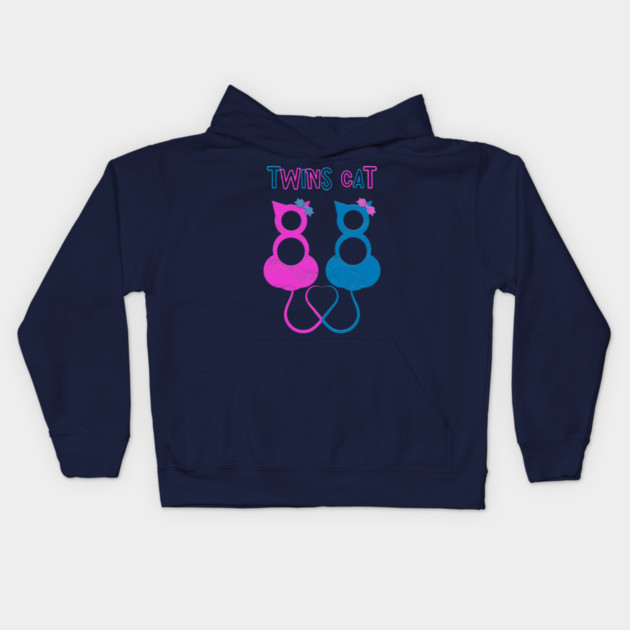 Twins Cat Kids Hoodie by Db Printed