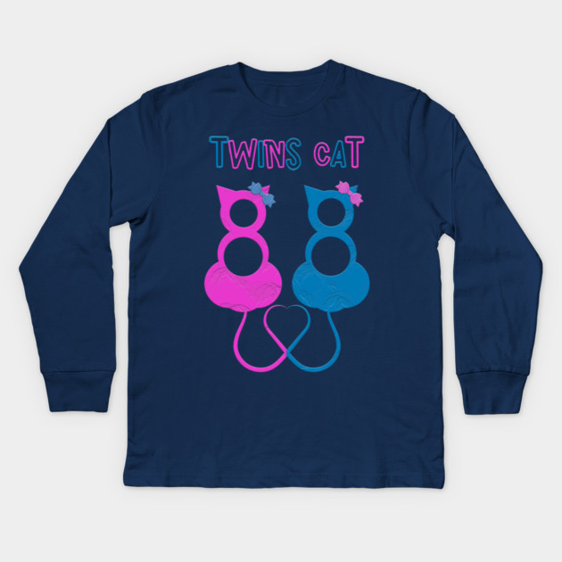 Twins Cat Kids Long Sleeve T-Shirt by Db Printed