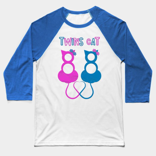 Twins Cat Baseball T-Shirt by Db Printed