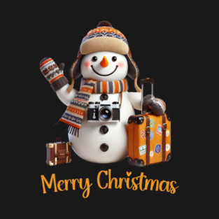 Merry Christmas - Retro Vintage Travel Snowman Christmas Adventure T-Shirt
