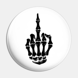 Skeleton design on middle finger halloween Pin