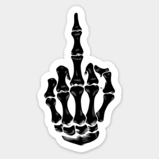 Skeleton design on middle finger halloween Sticker