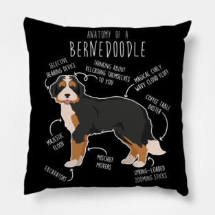 Bernedoodle Dog Anatomy Pillow