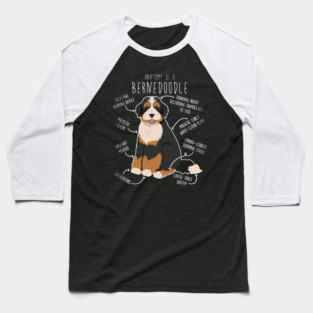 Bernedoodle Dog Anatomy Baseball T-Shirt