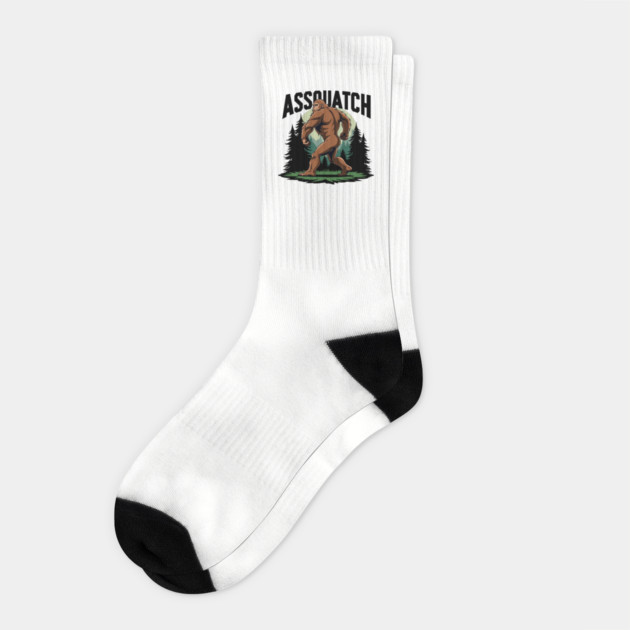 Assquatch Sarcastic Wilderness Bigfoot Yeti Humor Socks by Anticorporati