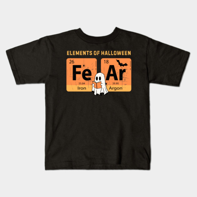Elements Of Halloween Fear Periodic Table Halloween Kids T-Shirt by The WYLD Tribe