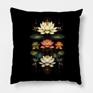 Lotus Flowers Chakra Yoga Sacred Geometry Pillow