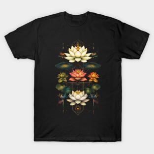 Lotus Flowers Chakra Yoga Sacred Geometry T-Shirt