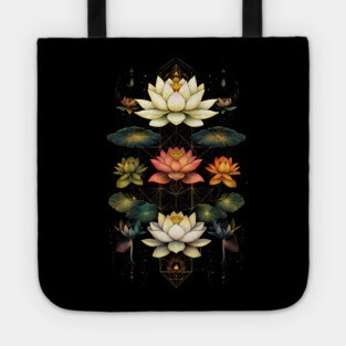 Lotus Flowers Chakra Yoga Sacred Geometry Tote