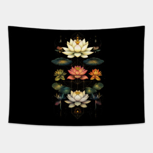 Lotus Flowers Chakra Yoga Sacred Geometry Tapestry